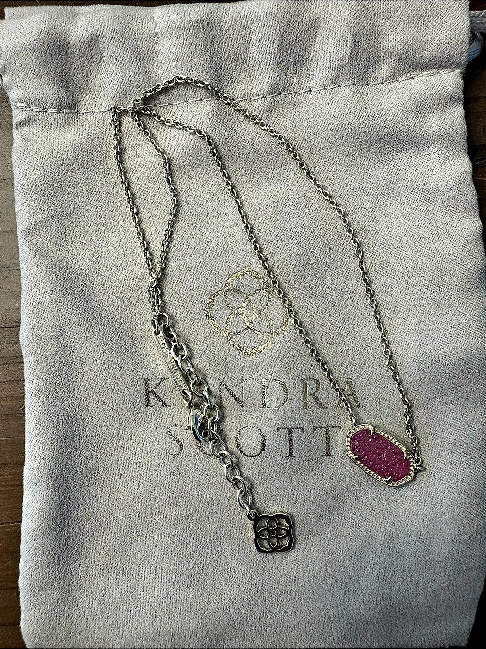 Kendra Scott Elisa Magenta Pink Drusy Gold Pendant Necklace